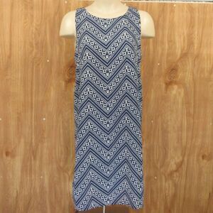 PINK ROSE Navy Combo Chevron Pattern Shift Dress Womens Sz M Geometric Print NWT